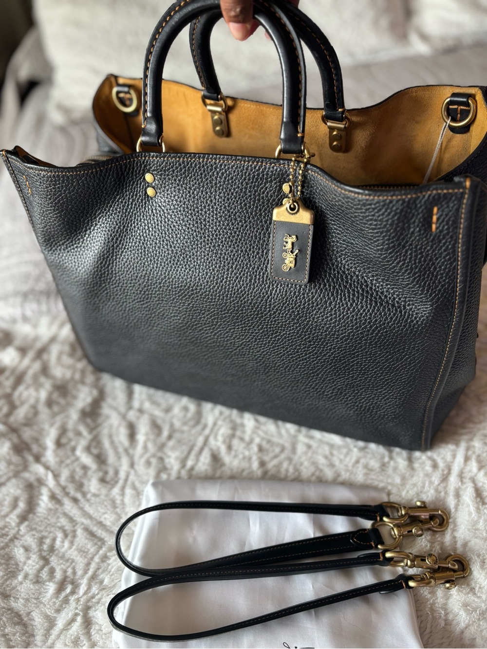 Coach Rogue 39 in Black/Gold Pebbled Leather - Picture 2 of 16